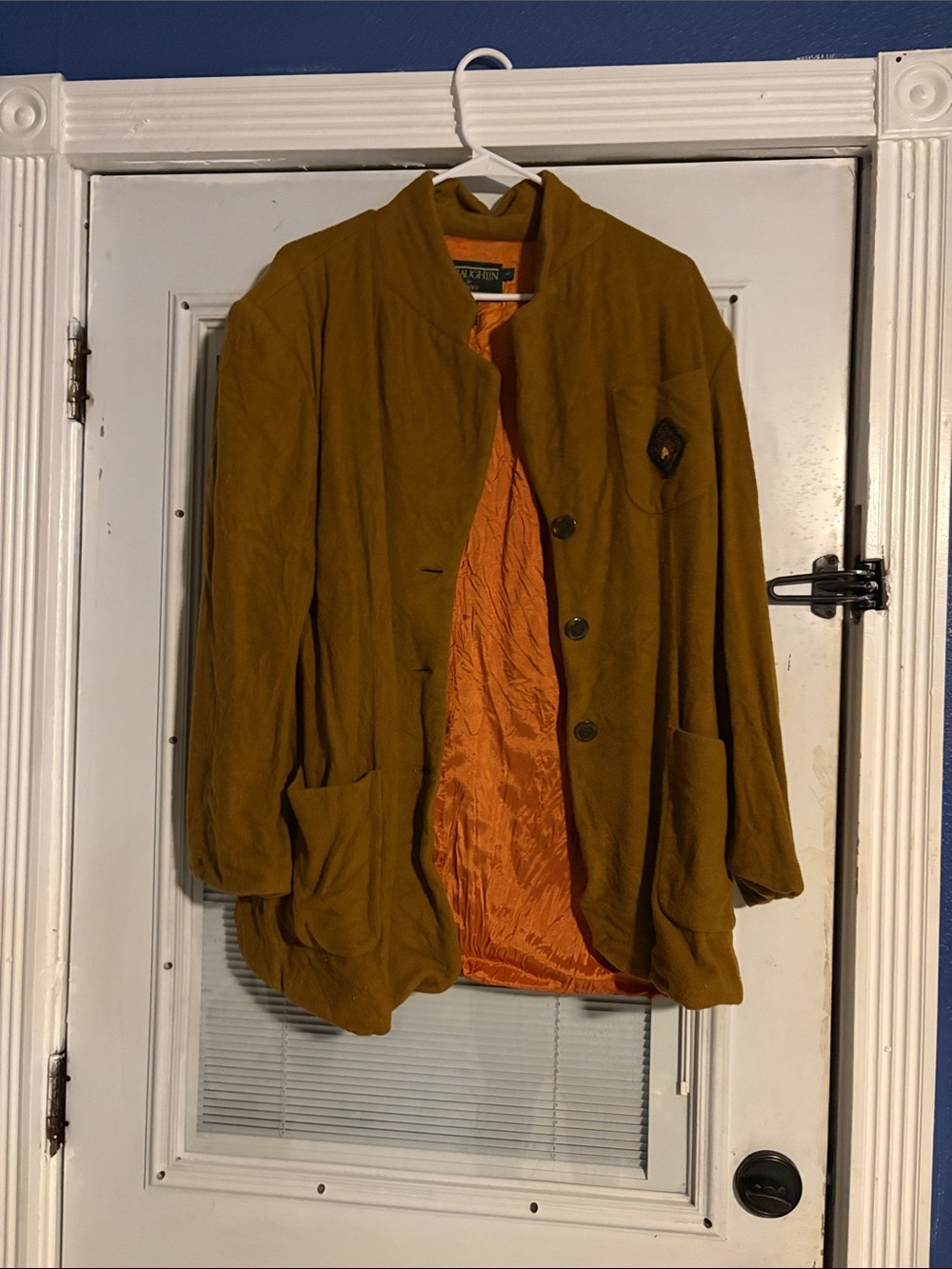Vintage-Inspired Mustard women Jacket with Orange Lining